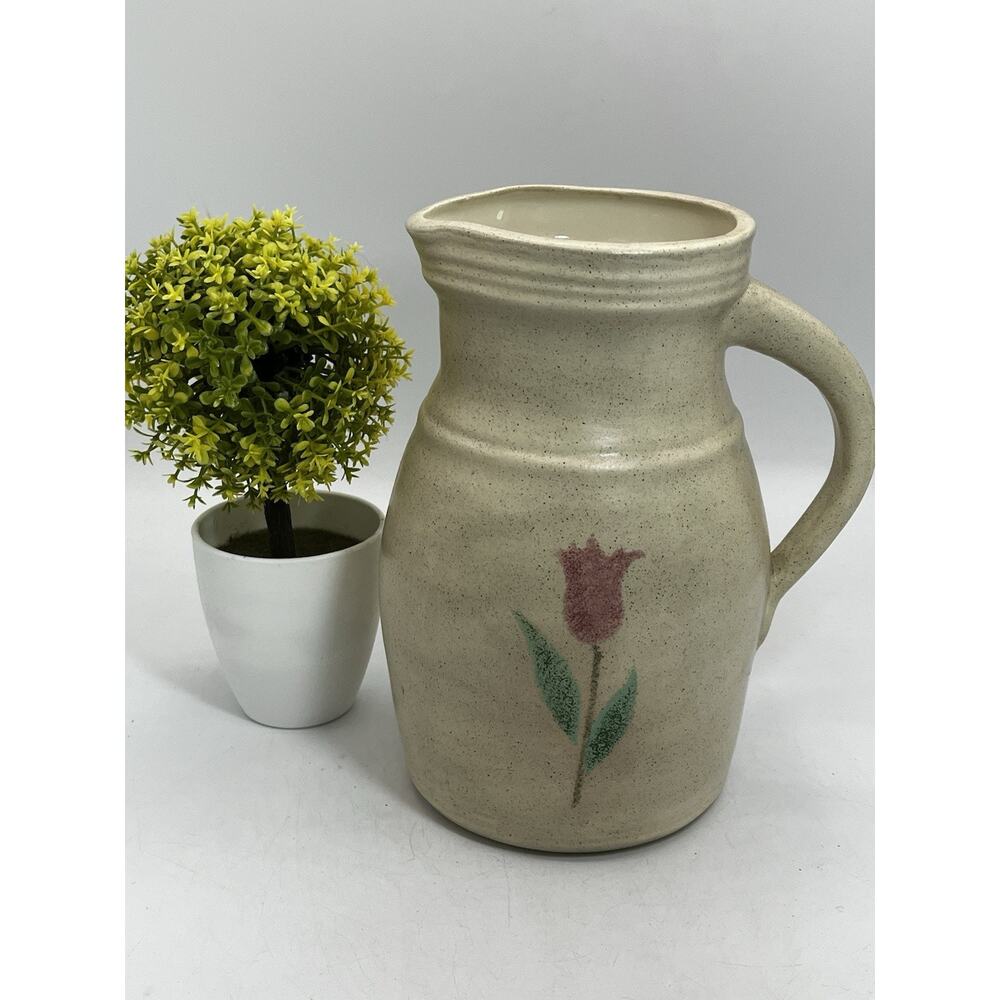 Artist‑Signed Studio Pottery Vase 8” Tulip Floral